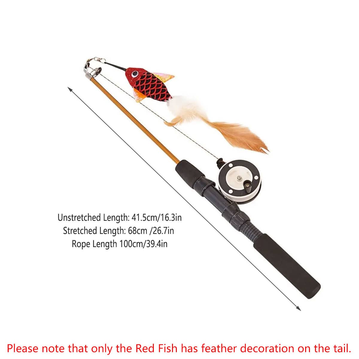Retractable Cat Fishing Rod Toy - Saury, Silver Blue - view 4