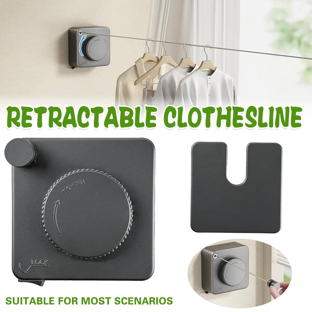 Retractable Clothesline - Wall Mounted, 4.2m