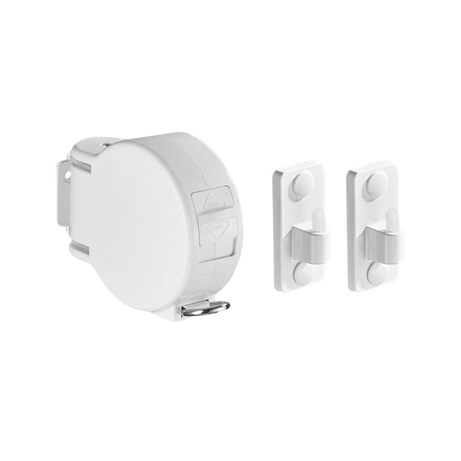 Retractable Clothesline with No Drill Installation and Space Saving Design - White