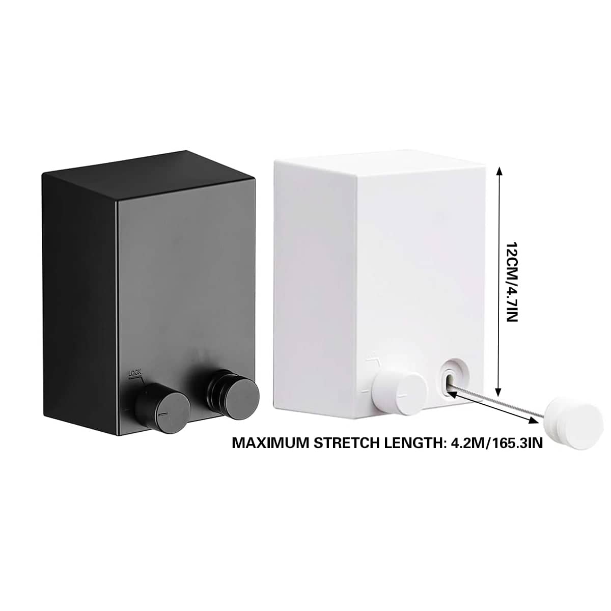 Retractable Clothesline with Steel Wire, 4.2 m - Black - view 4