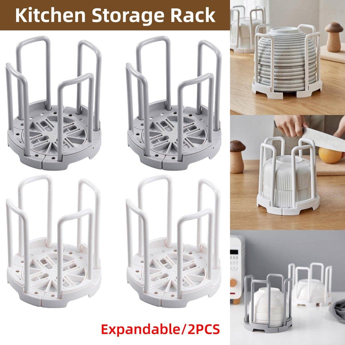 Retractable Dish Drying Rack and Cup Holder, Pack of 2 - Grey - view 2