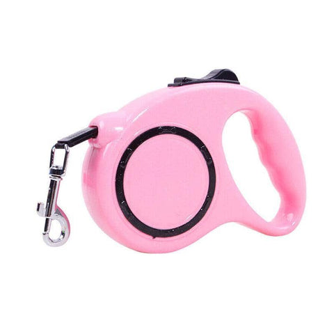 Retractable Dog Lead, 5 m, Reflective Tape, up to 15 kg - Pink