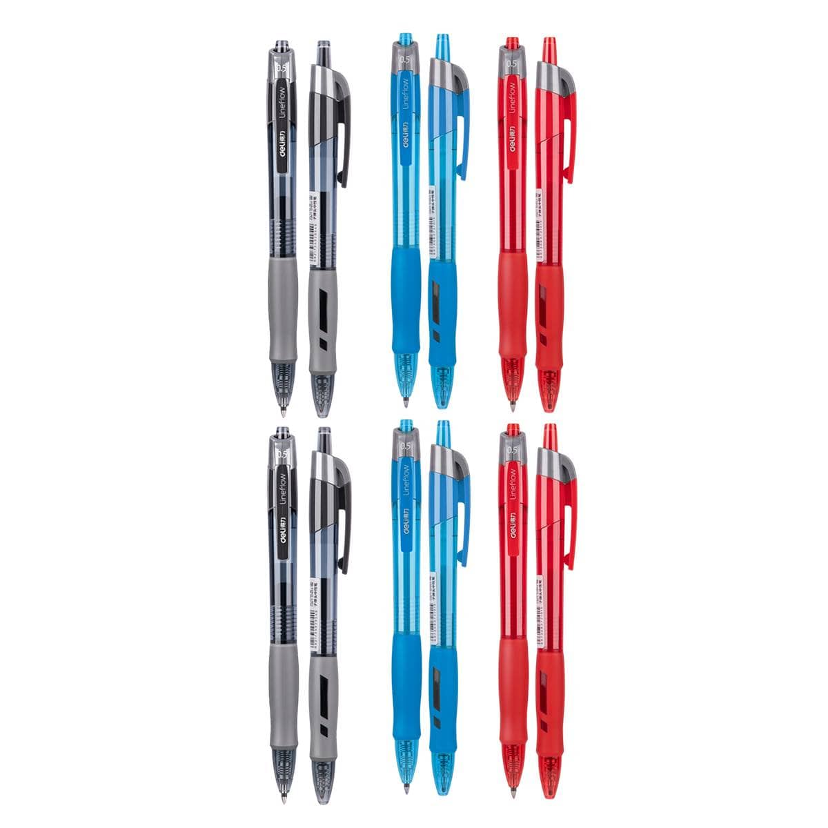 Retractable Gel Pens 0.5mm - 12 Pack, Black, Blue and Red - view 2
