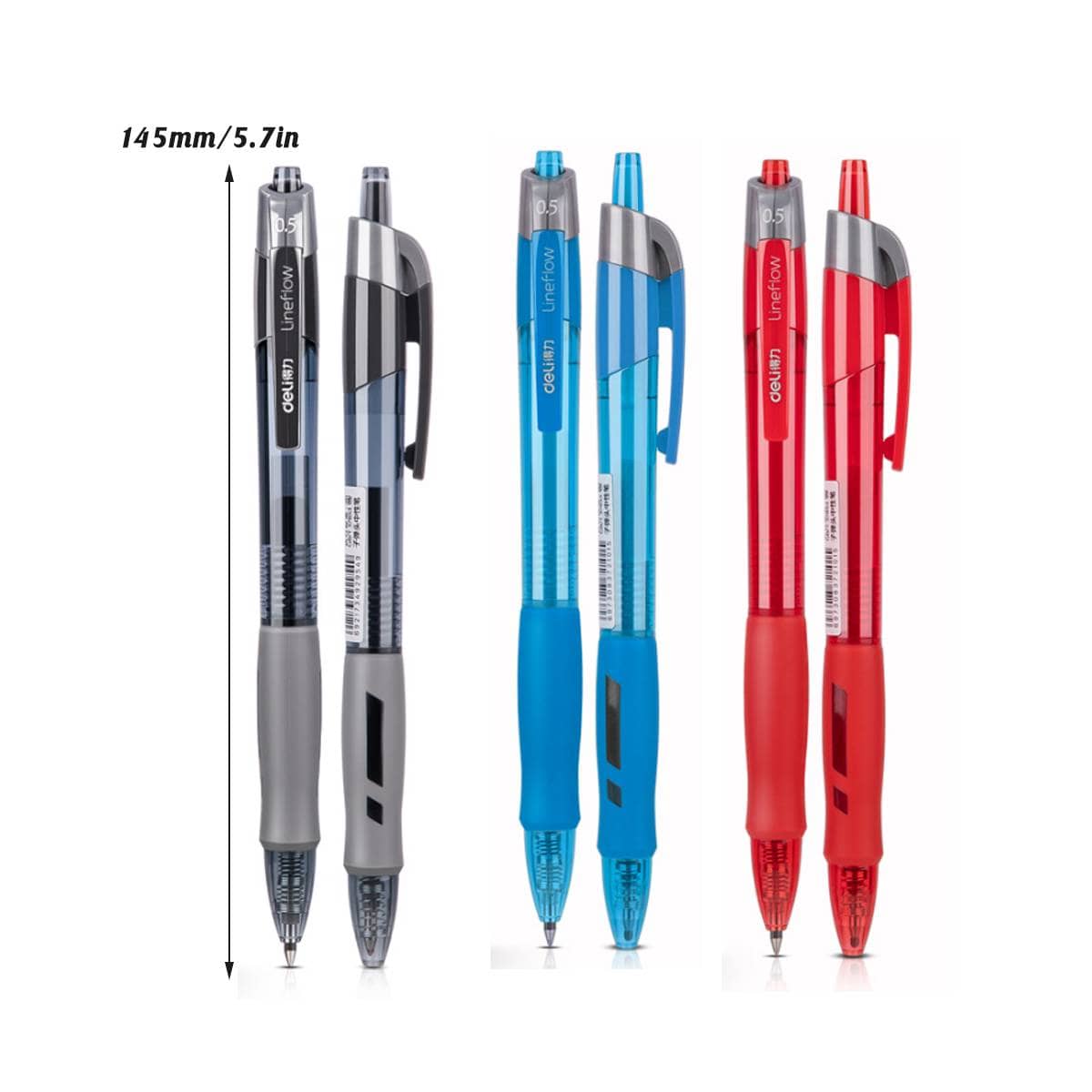Retractable Gel Pens 0.5mm - 12 Pack, Black, Blue and Red - view 3