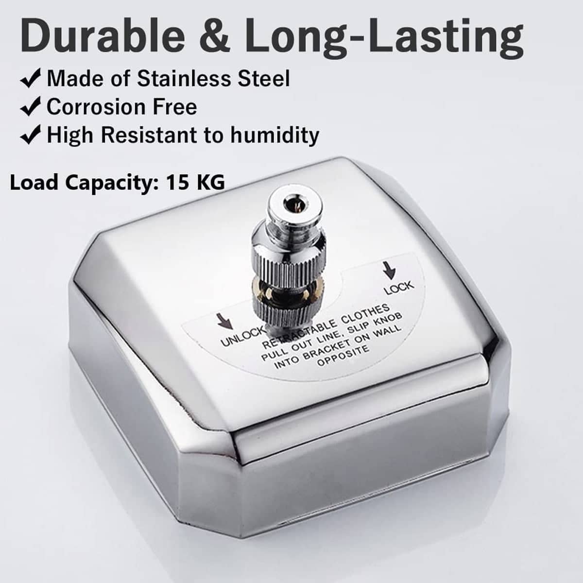 Retractable Indoor Clothesline 2.8 m Invisible Stainless Steel Wire Sturdy - view 4