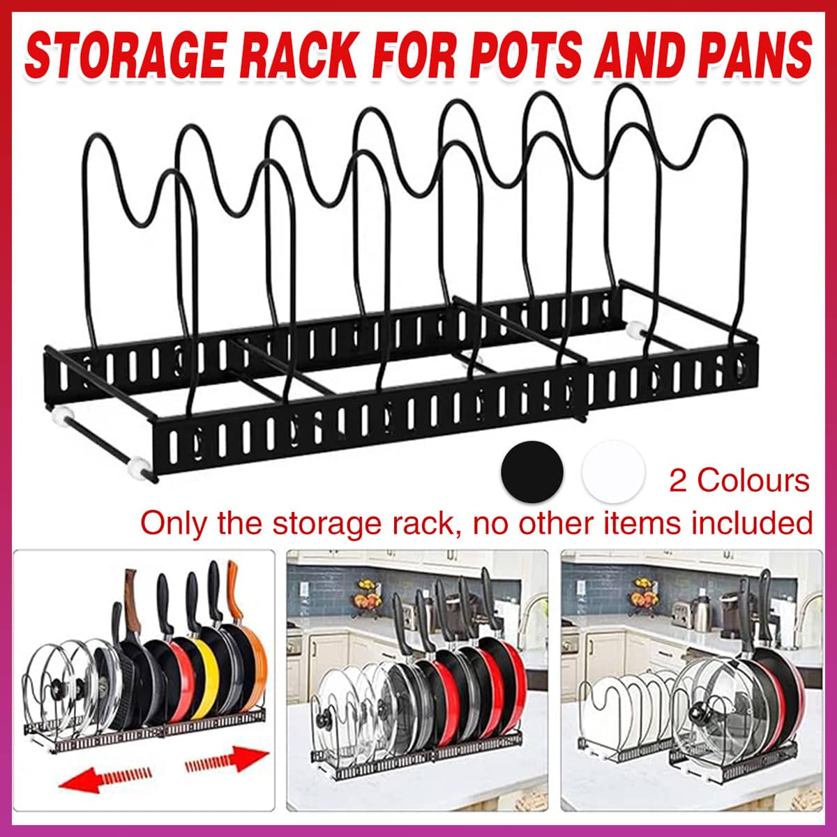 Retractable Kitchen Storage Rack - White, 31-57cm - view 2