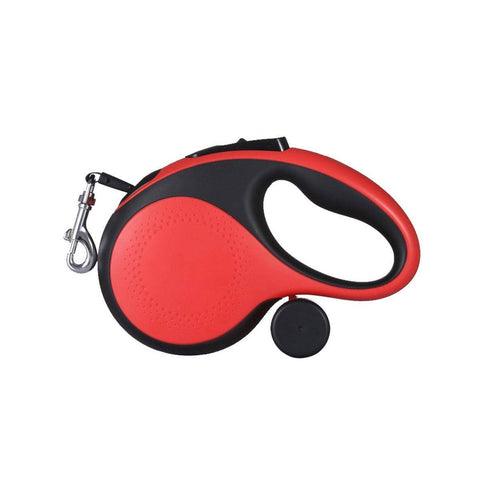 Retractable Pet Leash with Nylon Strap - Red, 3 m