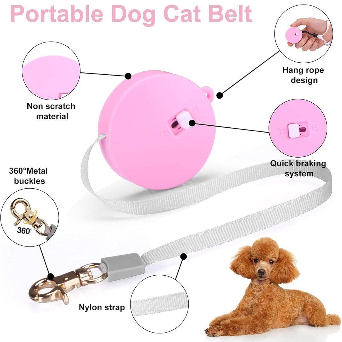 Retractable Pet Leash for Small Pets, 2 m - Light Blue - view 5