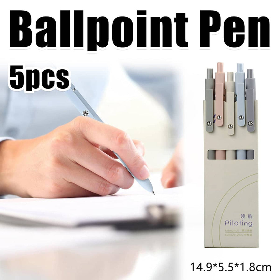 Retractable Press Gel Pens, Pack of 5 for Office and School Writing