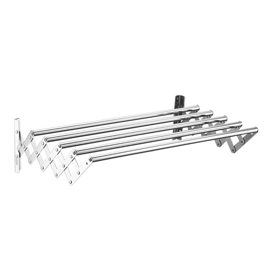 Retractable Stainless Steel Clothes Drying Rack Wall Mounted Towel Holder - 80 cm, Silver