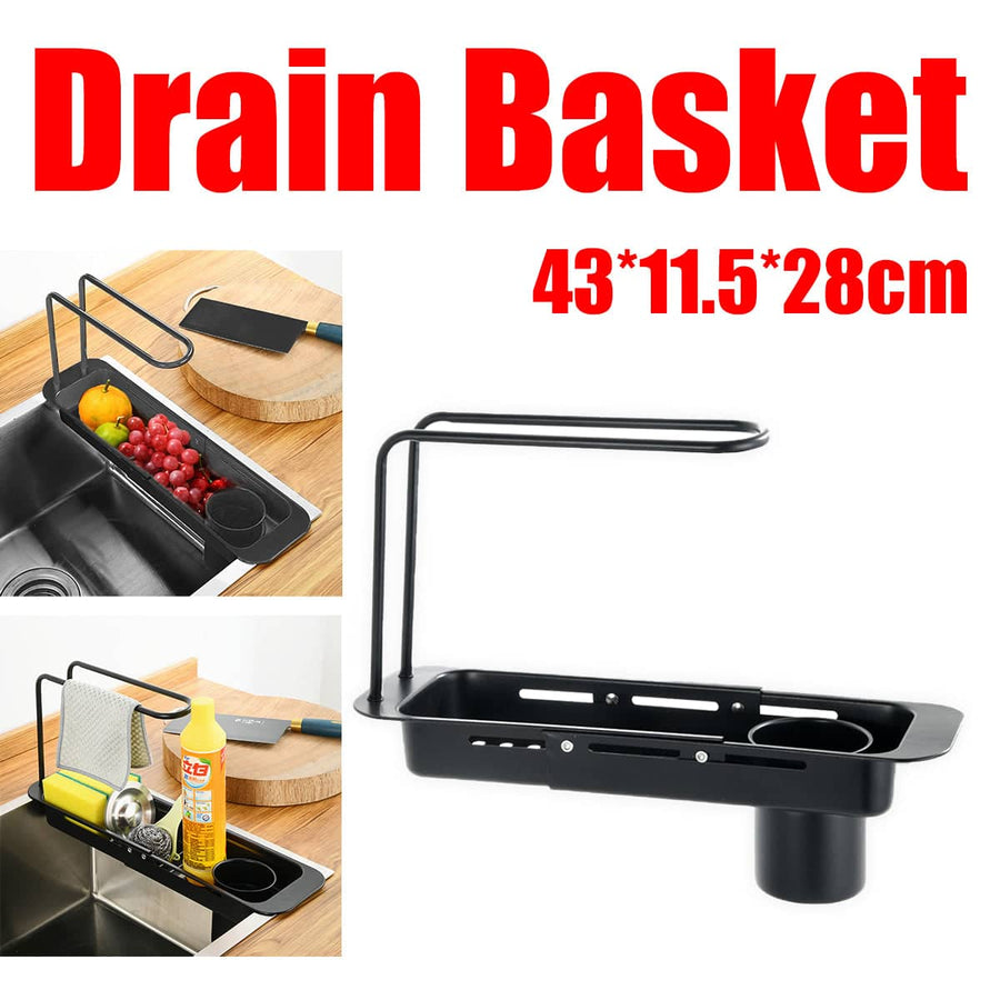 Retractable Stainless Steel Sink Drain Rack for Kitchen Counter Storage