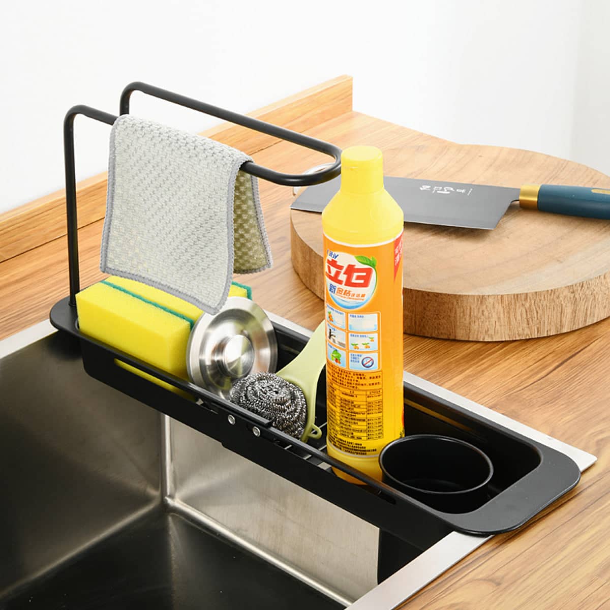 Retractable Stainless Steel Sink Drain Rack for Kitchen Counter Storage - view 4