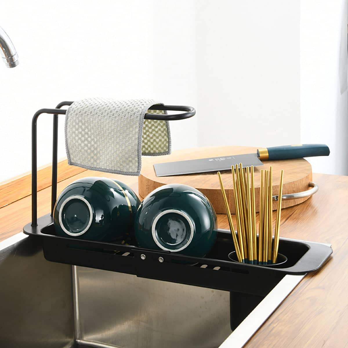 Retractable Stainless Steel Sink Drain Rack for Kitchen Counter Storage - view 5