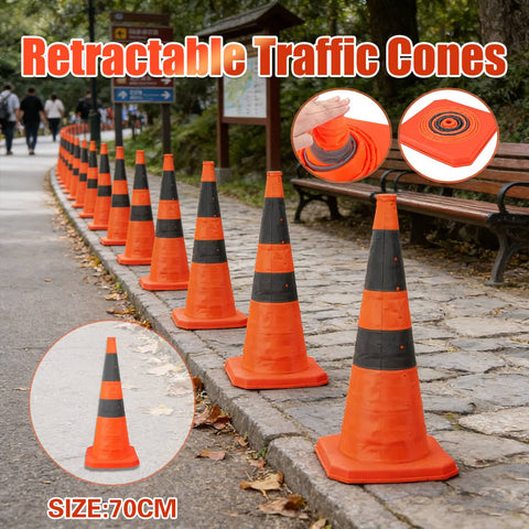 Retractable Warning Cone 70 cm Reflective Hazard Cone for Barriers and Caution Zones