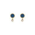 Retro Blue Oil Drop Earrings with Pearl Drop, Gold Tone Jewellery - view 2