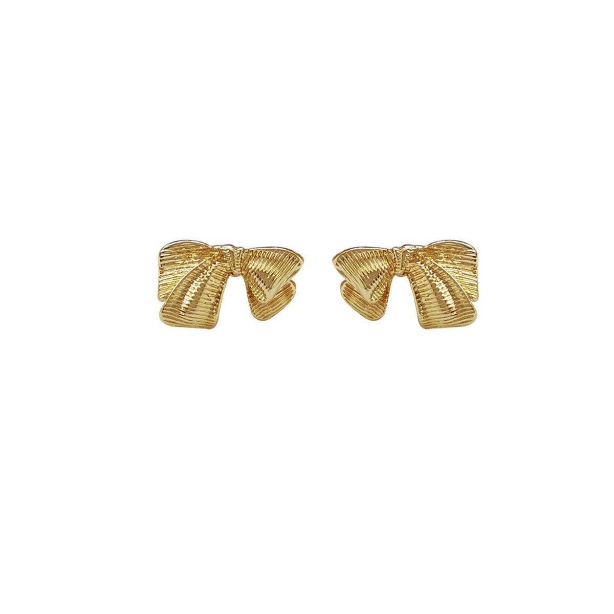 Retro Bow Stud Earrings Vintage Gold Fashion Jewellery for Women - view 2