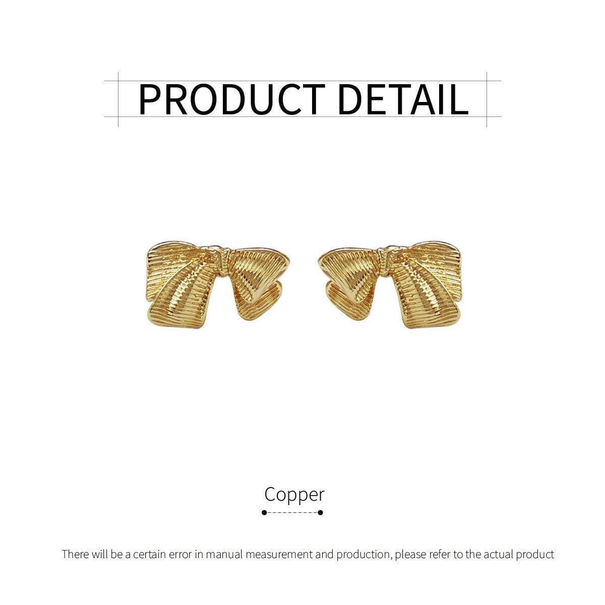 Retro Bow Stud Earrings Vintage Gold Fashion Jewellery for Women - view 3