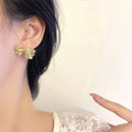 Retro Bow Stud Earrings Vintage Gold Fashion Jewellery for Women - view 4