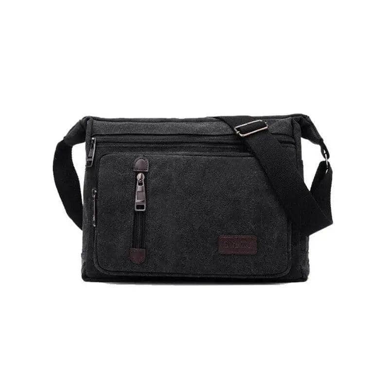 Retro Canvas Messenger Shoulder Bag for Men - Black
