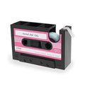 Retro Cassette Tape Pen Holder with Tape Dispenser - Pink and Black