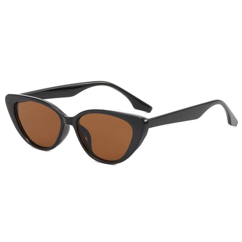Retro Cat Eye Sunglasses - Black Frame, Brown Lenses, Style 03