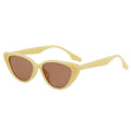 Retro Cat Eye Sunglasses - Pale Yellow Frame, Brown Lenses, Style 04