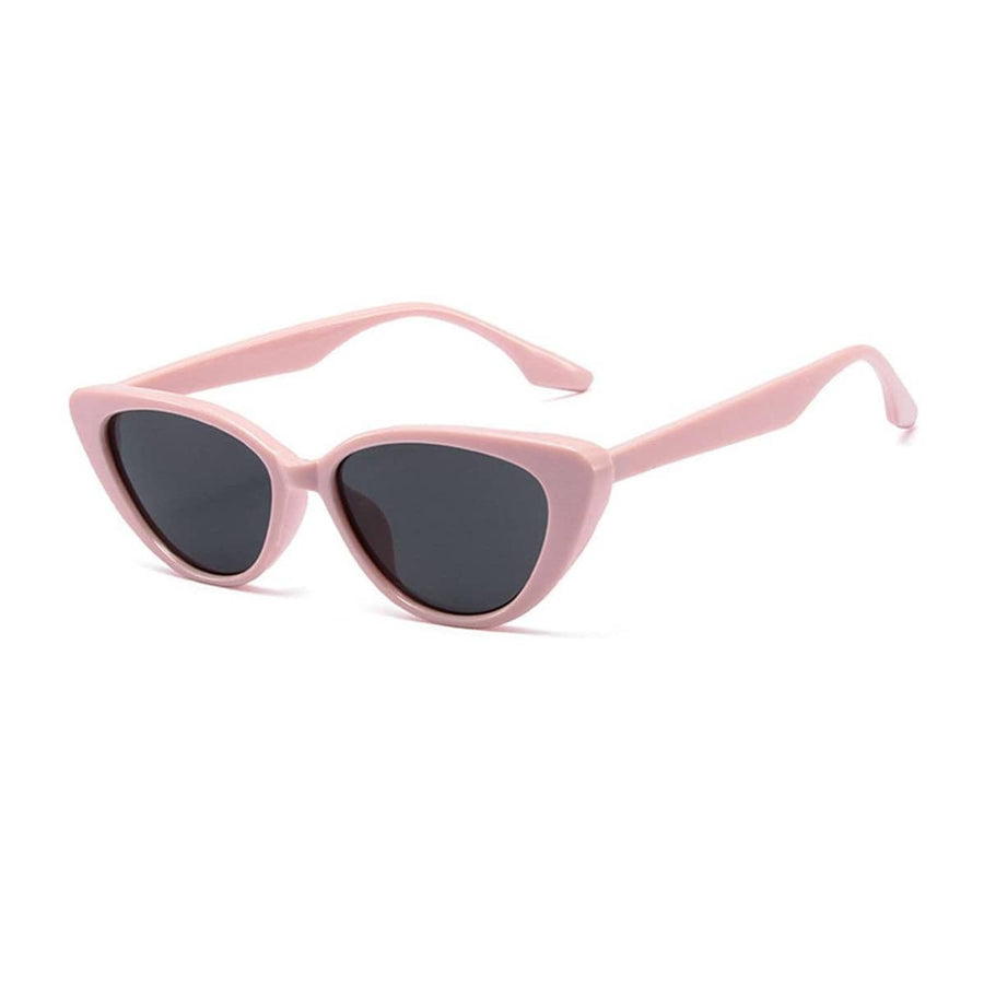 Retro Cat Eye Sunglasses - Pink Frame, Dark Grey Lenses, Style 01