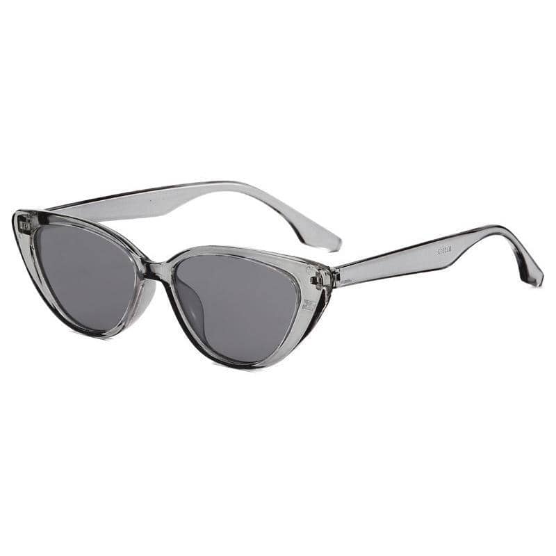 Retro Cat Eye Sunglasses - Transparent Grey Frame, Grey Lenses, Style 05