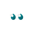Retro Crescent Teal Oil Drop Stud Earrings, Elegant Fashion Jewellery - view 2