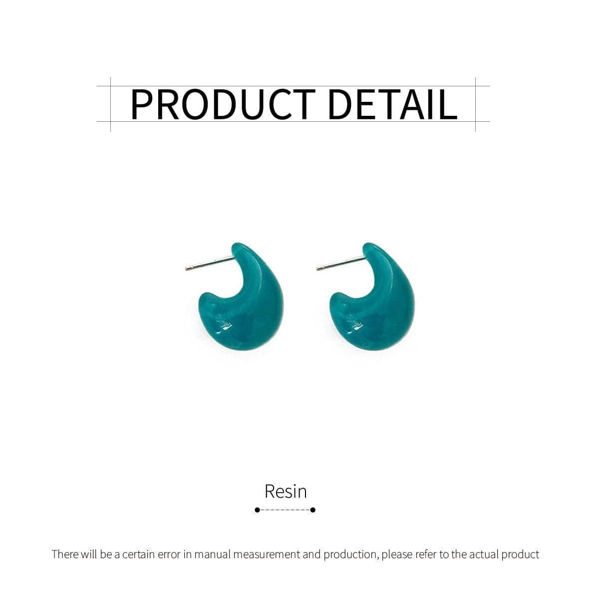 Retro Crescent Teal Oil Drop Stud Earrings, Elegant Fashion Jewellery - view 3