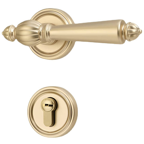 Retro Door Handle Lever Set for Wooden Doors without Lock Core 145 mm - Brushed Gold