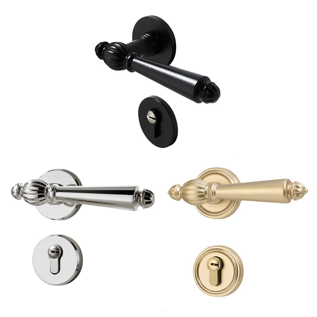 Retro Door Handle Lever Set for Wooden Doors without Lock Core 145 mm - Brushed Gold - view 3