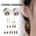 Retro Ethnic Style Hook Earrings for Women - Long Bar Drop with Round Mosaic Bead - view 2