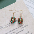 Retro Ethnic Style Hook Earrings for Women - Teardrop with Red and Turquoise Inlay - view 5