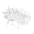 Retro Feather Fascinator with Bridal Veil - White