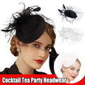 Retro Feather Fascinator with Bridal Veil - White - view 2