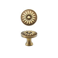 Retro Flower Pattern Cabinet Knob, Single Hole - Antique Brass