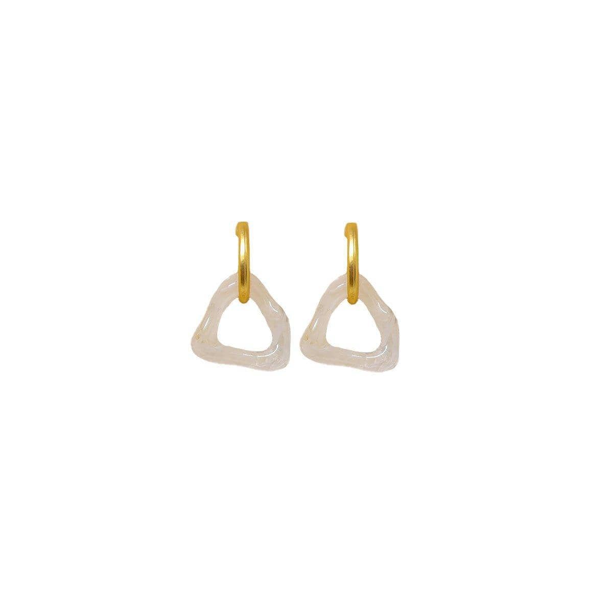Retro Geometric Triangle Earrings for Women - Beige