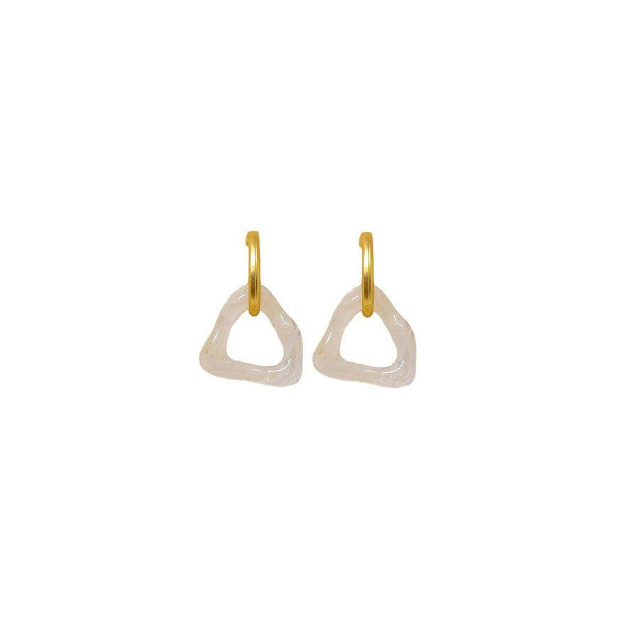 Retro Geometric Triangle Earrings for Women - Beige