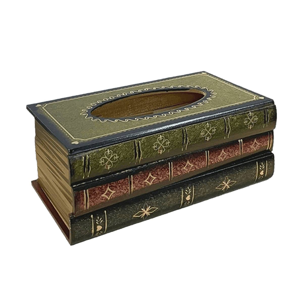 Retro Hand Painted Wooden Book Tissue Box Cover for Home and Office - view 2