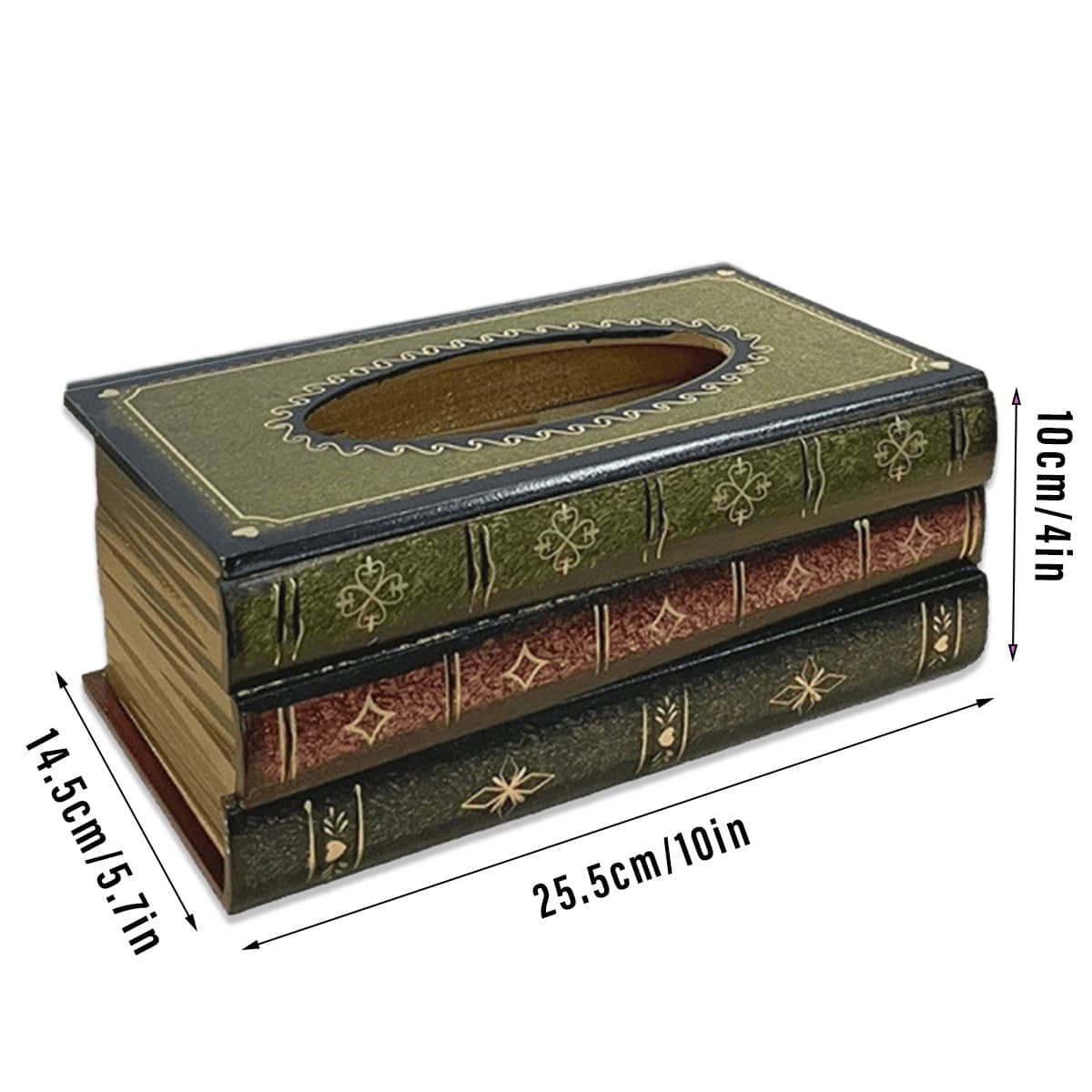 Retro Hand Painted Wooden Book Tissue Box Cover for Home and Office - view 3