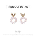 Retro Heart Stud Earrings with Imitation Pearl Circle for Women - view 3