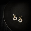 Retro Heart Stud Earrings with Imitation Pearl Circle for Women - view 4