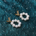 Retro Heart Stud Earrings with Imitation Pearl Circle for Women - view 5