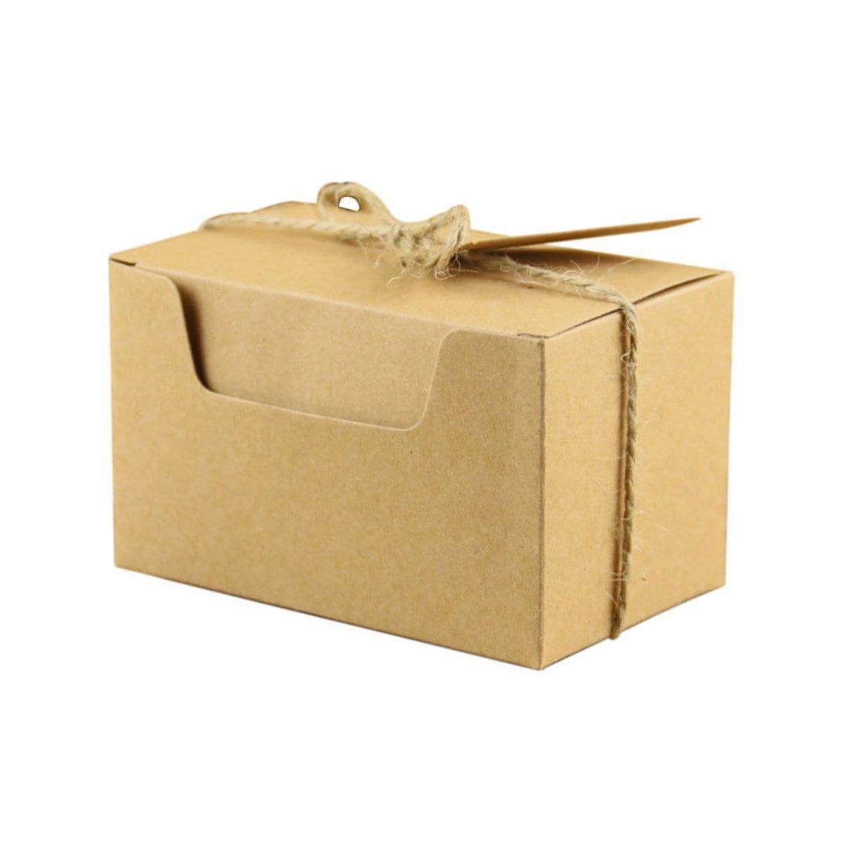 Retro Kraft Paper Wedding Candy Boxes, Rectangular Gift Packaging - Pack of 50 - view 2