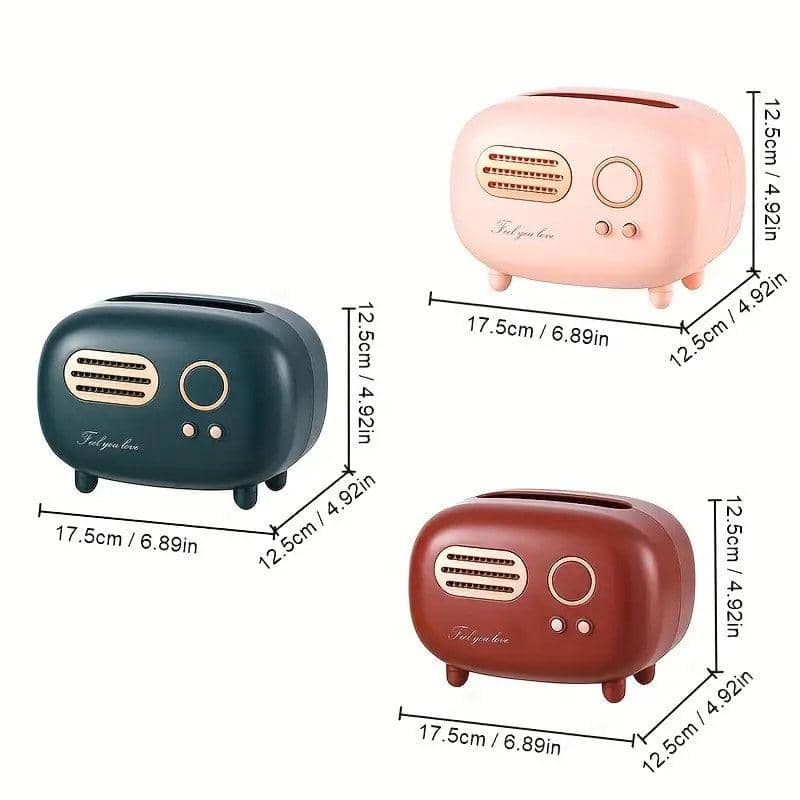Retro Radio Style Tissue Box Holder for Home and Office - Dark Red - view 4