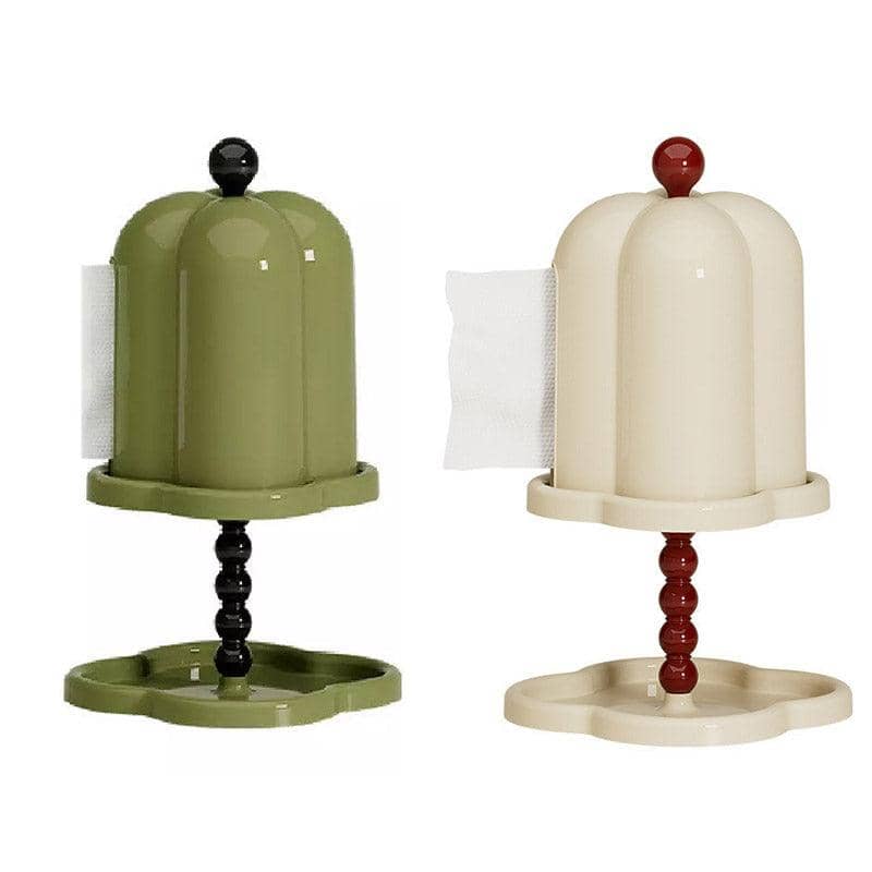 Retro Tissue Box Holder with Dustproof Lid and Storage Tray - Cream White - view 3