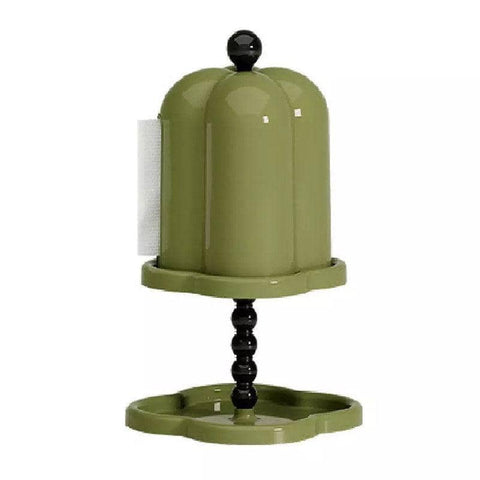 Retro Tissue Box Holder with Dustproof Lid and Storage Tray - Olive Green