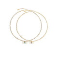 Retro Wavy Chain Necklace with Bar Pendant - Green - view 3