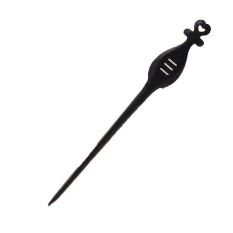 Retro Wooden Carved Hair Stick - Dark Wood, Heart Top